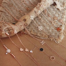 MOOLDN 18k 골드필드 명품스타일 심플 레이어드 체인 두줄 발찌 모음