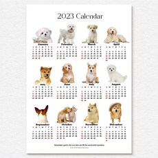 2023년을 한눈에 담은 달력 감성 오브제 포스터 캘린더 감성인테리어 감성플래너 디자인포스터 카페인테리어, 5. 강아지 달력, 포스터 종이 A3 (29.7 x 42cm)
