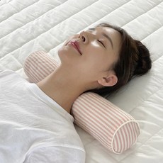 집콕 경추베개 거북목 일자목 목디스크 수건 경추목베개, 스트라이프핑크, 1개