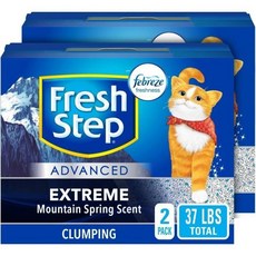 Fresh Step 고급 뭉침 고양이 쓰레기 익스트림 마운틴 봄 냄새 조절 특대 총 37파운드 18.5파운드 박스 2팩, 2개