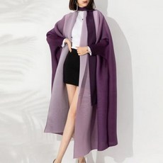 봄 트렌치 코트 그라디언트 플리츠 롱 여성 슬리브 벨트 벨티드 웨스트 원피스