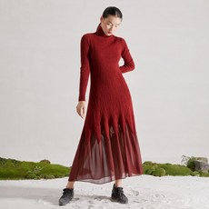 겨울 가을 옷 머메이드 패치워크 쉬폰 오버 롱 자 목폴라 여성