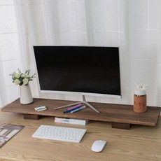 와이드 모니터 받침대 원목 대형 듀얼 컴퓨터 스탠드, 월넛 (100x20x10cm), 1개