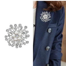 최대한Da 샤이닝 겨울왕국 눈송이 진주 크리스탈 브로치 snowflake