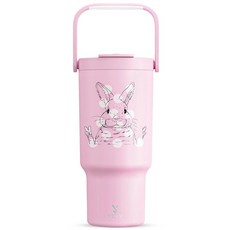 운반 손잡이가 텀블러 다중 인쇄 단열 진공 커피 머그잔 열 밀크, A.32oz, 1개
