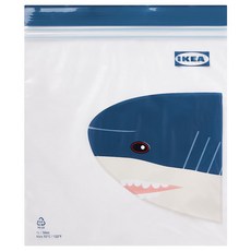이케아 미니 소형 지퍼백 1L x 25P 곰 상어 귀여운 동물 지퍼백 소분 포장 간식 선물, 25개, 이스타드 상어 (105.462.41), 25개