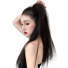 가발위드 스트레이트 세발 집게형 포니테일, 골드브라운