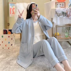 임산부 잠옷 임부잠옷 수유잠옷 임산부잠옷 수유복 홈웨어 3 개대 따뜻한 임신 간호 옷