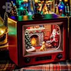 본디자인랩 크리스마스 오르골 자동 회전 티비 TV 무드등 코스트코, 회전 TV_서있는 산타 (W806 A)