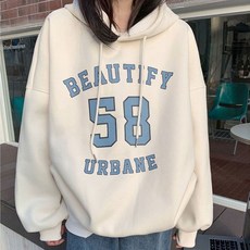 여성 빅영문 레터링 루즈핏 오버핏 기모 후드 티셔츠 데일리후드티 여자후드티
