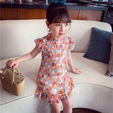 여아 원피스 아동 여름 여자 아이는 블랙 앤티크 서양식 소매 퍼프 스퀘어 넥. 공주 드레스 B50553