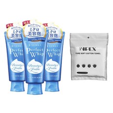센카 퍼펙트 휩 페이셜 워시 120g 3개 + wipex 퓨어 소프트 코튼 타월 6개입, 1세트