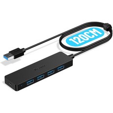 에이스일 USB 허브 3.0 4FT 익스텐더 롱 케이블 포함 4포트 데이터 어댑터 노트북 PC iMac 데스크톱 MacBook Pro Air 알루미늄 케이스 및 땋은 나일론 용, A to 4A