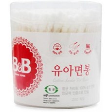 [B&amp;B] 200pcs 유아용 면봉/키드/성인용 면봉/베이비 이어코용 라운드&amp;스피럴 헤드 클린 100% 면 더블 팁 종이봉 청소, 1