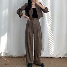 티데일리 여성용 헤이즈 크롭 자켓 슬랙스 셋업