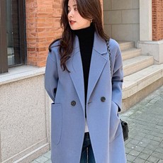 핸드메이드코트 오피스 빅사이즈 겨울 여성 정장 코트 간절기 떡볶이 모직 비즈니스 캐시미어 꾸안꾸 자켓