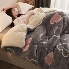 겨울 무거운 양털 극세사 후리스 수면 양면 이불, E