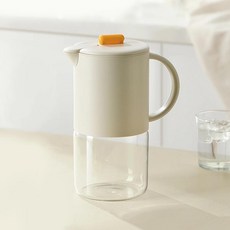 대용량 냉수 주전자 뚜껑이 유리 물 투수 내열성 티팟 음료 용기, 3.OffWhite, 1개