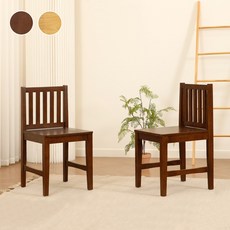 바네스데코 원목 L자 책상 식탁 의자 1+1, 다크브라운, 2개
