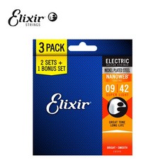 엘릭서 3팩 나노웹 니켈 슈퍼 라이트 16540 Elixir 일렉 스트링 09-42