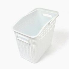 플라팜 대용량 손잡이있는 라탄 빨래바구니 30L, 화이트, 1개