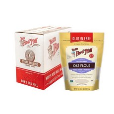 Bobs Red Mill 글루텐 프리 귀리 가루 18 온즈 아침 식사 밥스 레드밀 뮤즐리 통밀 곡물 가루 파우더 제빵, 4팩