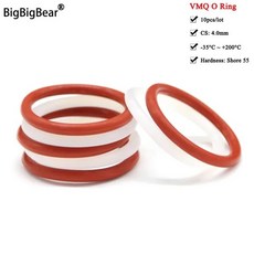 오링 o-ring VMQ-O 링 개스킷 CS 4mm OD 12 ~ 150mm 고무 O-링 구색 Hvac 도구 빨간색/흰색 식품 등급 실리콘 O 10 개, 빨간, CS 4.0mm, OD 13mm ID 5mm, 10개