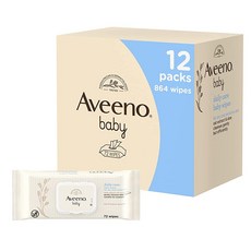 AVEENO Baby 데일리 케어 물티슈 - 부드럽고 효율적으로 세척 아기 필수품 72장 각 팩에 뚜껑 12개 팩 총 864장 111042 - avmsy