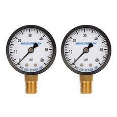 MEASUREMAN 2인치 드라이 및 유틸리티 압력계 060Psi x 2개 14인치 NPT 하단 장착 수영장 스파 수족관용