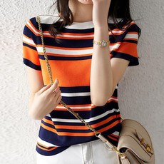 탠저린 스트라이프 니트