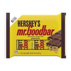 HERSHEY'S MR. GOODBAR 초콜릿 땅콩 캔디 개별 포장 49.6g(1.75온스) 바 (6개)