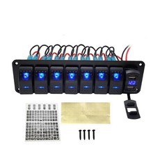 해양 보트 로커 스위치 패널 LED 키트 회로 차단기 듀얼 USB 슬롯 조명 8 갱 12V 24V, 8 gang