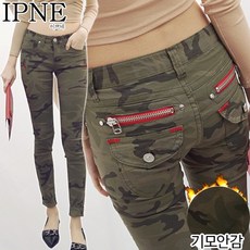 [이쁘네] 기모버전 엔티지 밀리터리스키니 S~XL 지퍼장식 카모 폴라쥬 군복 나염 9부 10부 긴바지 면바지 팬츠 빅사이즈 여성 여자 지퍼 장식 고급 편한 스판 면 코튼 기본 이쁜 예쁜 유니크 밀리터리 스키니