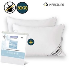 프로텍트어베드 (2) 알러씰 호텔베개솜 2개+코튼 방수 베개커버 2장(50x70) 411418, 코튼