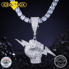 모이사나이트 목걸이 2023 925 스털링 실버 주먹 번개 펜던트 목걸이 D VVS 모이사나이트 여성 남성 힙합 펜던트 매력 파티 주얼리