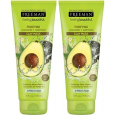 Freeman Feeling Beautiful 페이셜 클레이 마스크 아보카도 & 오트밀 6 oz (2 팩), 단일상품, 단일상품