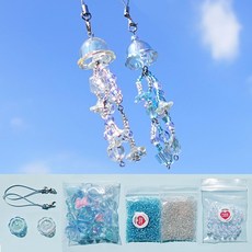 [마니랜드] 해파리 비즈 키링 만들기 키트 / DIY 스트랩 비즈공예, 1개 마니랜드] 해파리 비즈 키링 만들기 키트 / DIY 스트랩 비즈공예