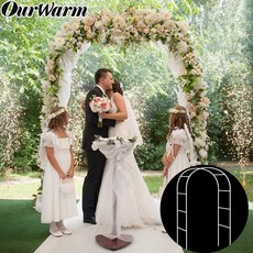 OurWarm 금속 웨딩 아치 꽃 사진 문 배경 라운드 정원 식물 아치 신부 신랑 소박한 웨딩 파티 호 장식 웨딩 아치