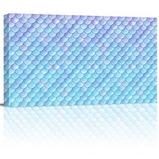 미국직배송 그림액자 Cloud Dream Home 캔버스 벽 Art 나무 Framed Blue Purple Fish Scale 유화 Ready to, One Color_20x40inch, One Color