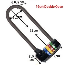 디지털 비밀번호 잠금 장치 자전거 U자형 도난 방지 잠금 장치 조합 디지털 비밀번호 도어 잠금 장치 추가 긴 캐비닛 도어 자물쇠, 16cm 이중 개구부, 하나