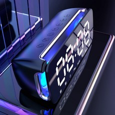 SANSUI LED 시계 블루투스 스피커 사운드바, 클래식 블랙
