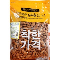 맛깔지기 소울푸드 구운아몬드1kg X4봉 무염아몬드 아몬드 아몬드홀, 4개