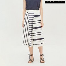 시슬리 스트라이프 플레어 롱 스커트 SAKS34131 WH