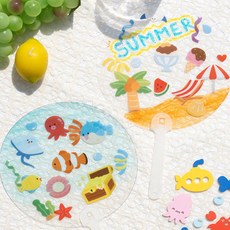 투명부채 그리기부채 원형부채 부채만들기 여름부채 손잡이부채 단품 상품 이미지