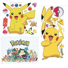 포켓몬 피규어 벽지 벽스티커 월데코 스티커 3종택1 Pokemon Characters 2, Pokemon Wall Graphix