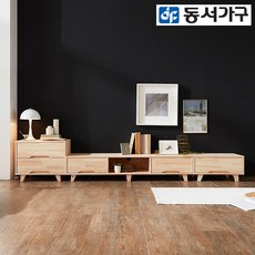 동서가구 편백나무 숲 히노끼 2100 거실장세트, 내추럴