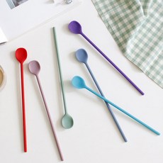 국산 실리콘 롱스푼 티스푼 6color 퍼플, 아쿠아, 1개