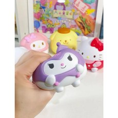 효텔레콤-[당일발송]산리오디자인 감압 스퀴시 말랑이 귀여운 키링 스트레스 해소 촉감인형, 쿠로미