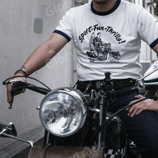 NON STOCK 빈티지 라이더 헤비웨이트 순면 반팔티셔츠 남성용 링거티