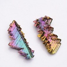 천연 원석 비스무트 수집 와이어 포장 위카 및 레이키 크리스탈 힐링을위한 2 피스 스톤 대형 표본, 1.30-50g